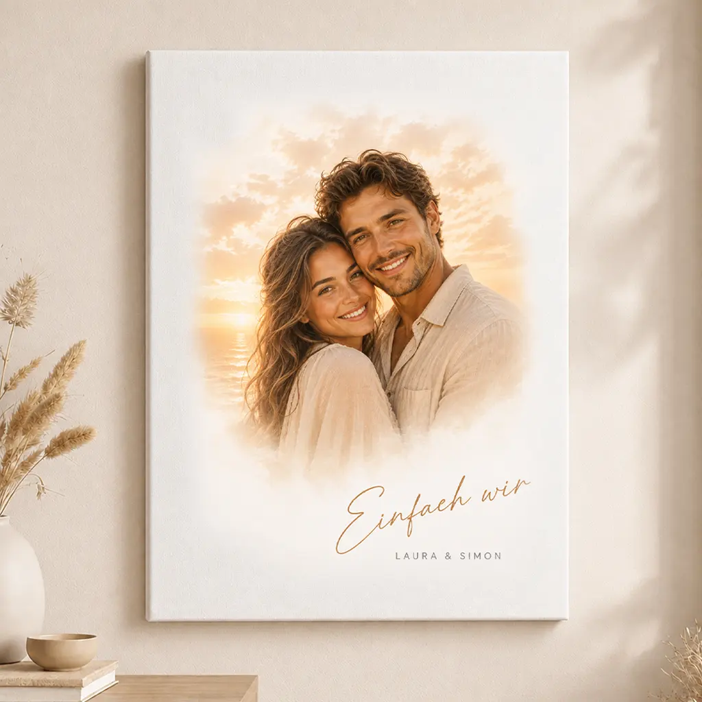 Leinwand Familien-Portrait "Sonnenuntergang"