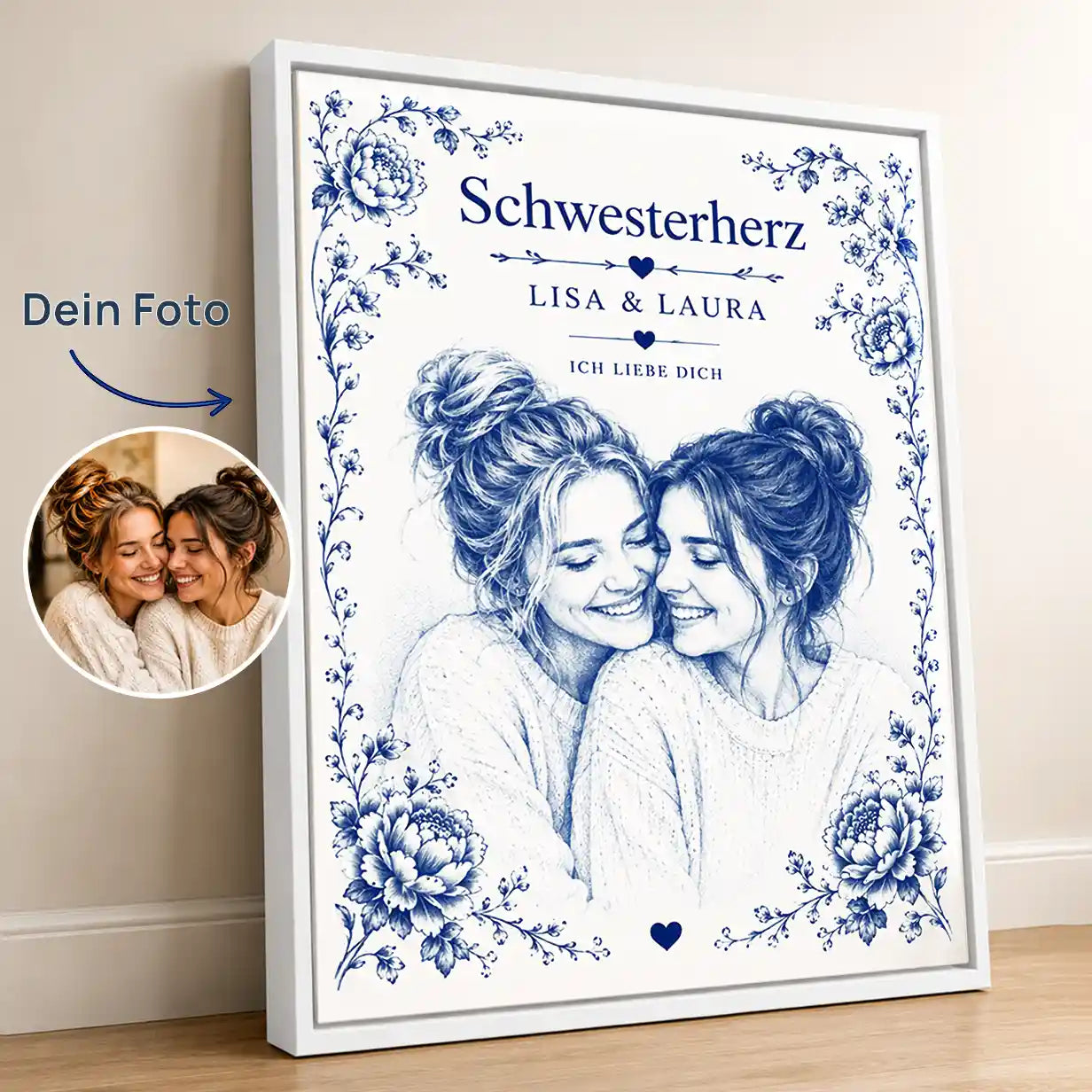 Leinwand Foto Keramik Blau-Weiß Zwiebelmuster