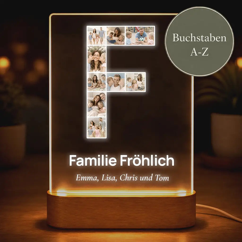 Acrylglas-Lampe Fotocollage "Buchstabe"