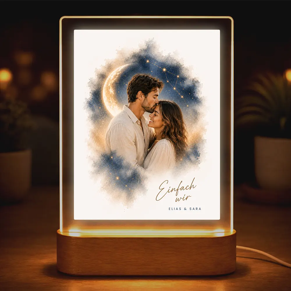Acrylglas-Lampe Familien-Portrait "Bis zum Mond"