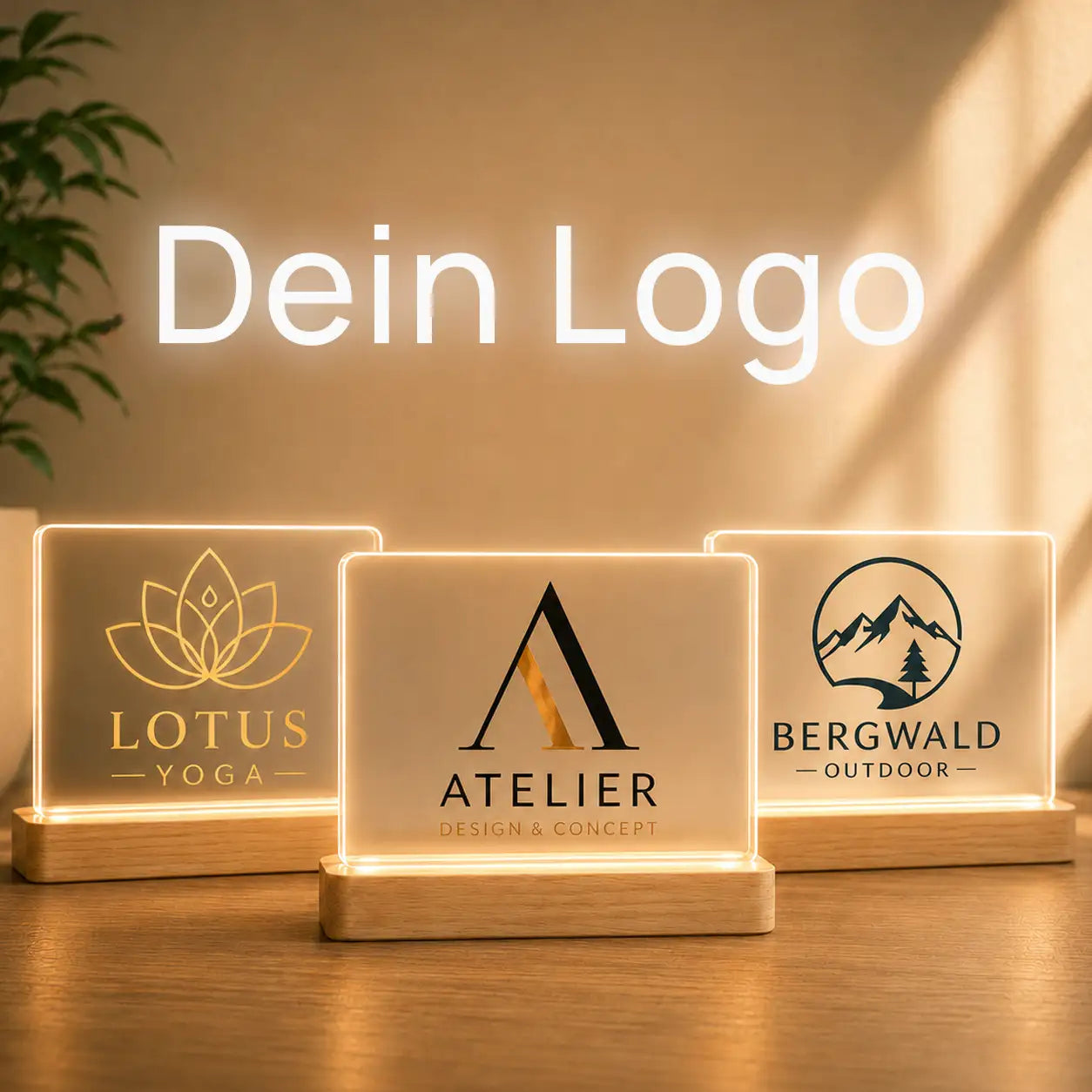 Acrylglas-Lampe "Dein Logo" #1 - Querformat