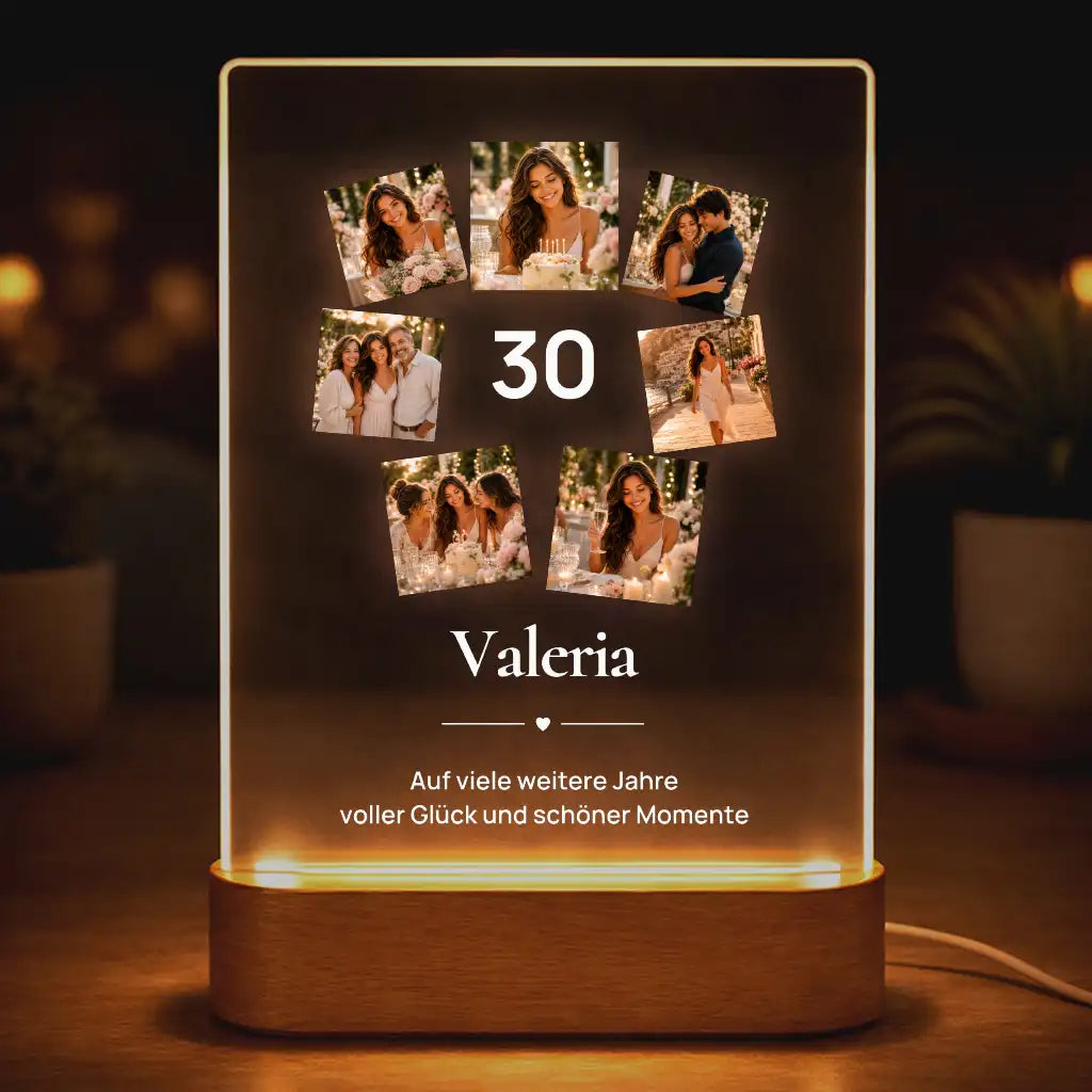 Acrylglas-Lampe Fotocollage "Geburtstag"