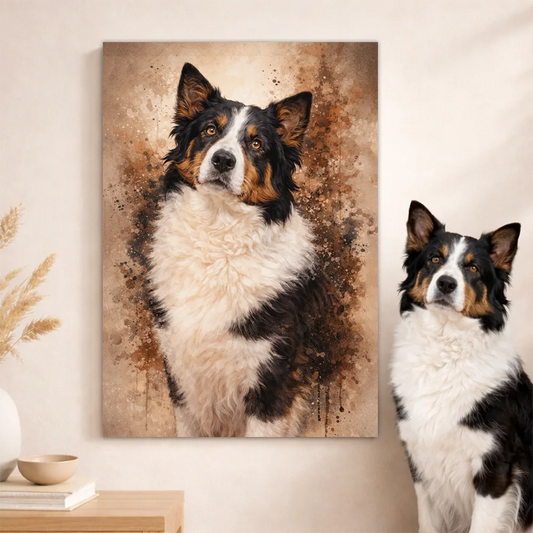 Leinwand Hunde-Portrait „Pfote als Aquarell“
