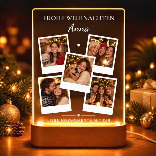 Acrylglas-Lampe Fotocollage "Frohe Weihnachten"