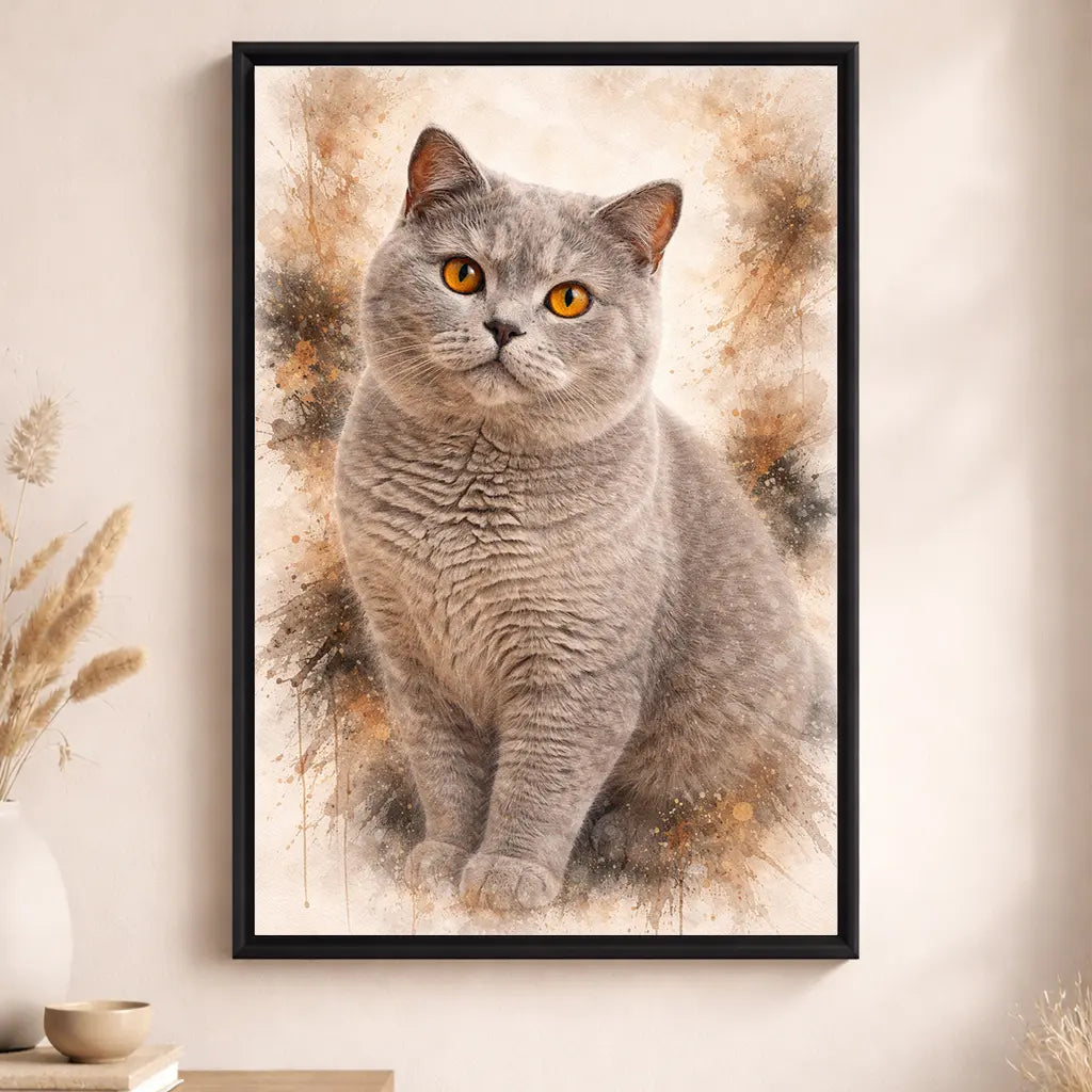 Leinwand Katzen-Portrait „Pfote als Aquarell“