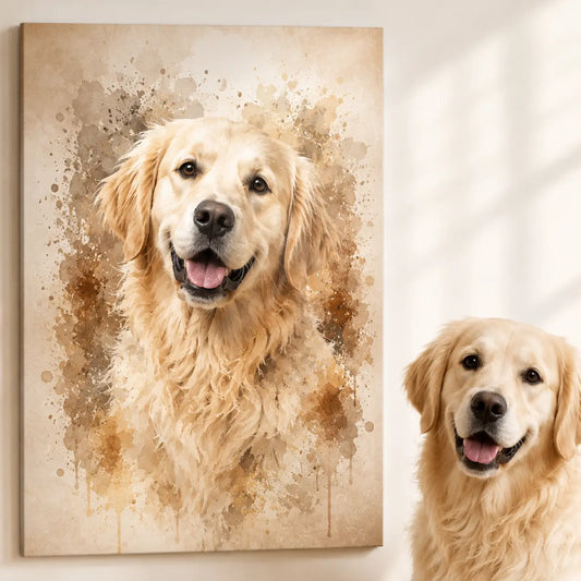 Leinwand Hunde-Portrait „Pfote als Aquarell“