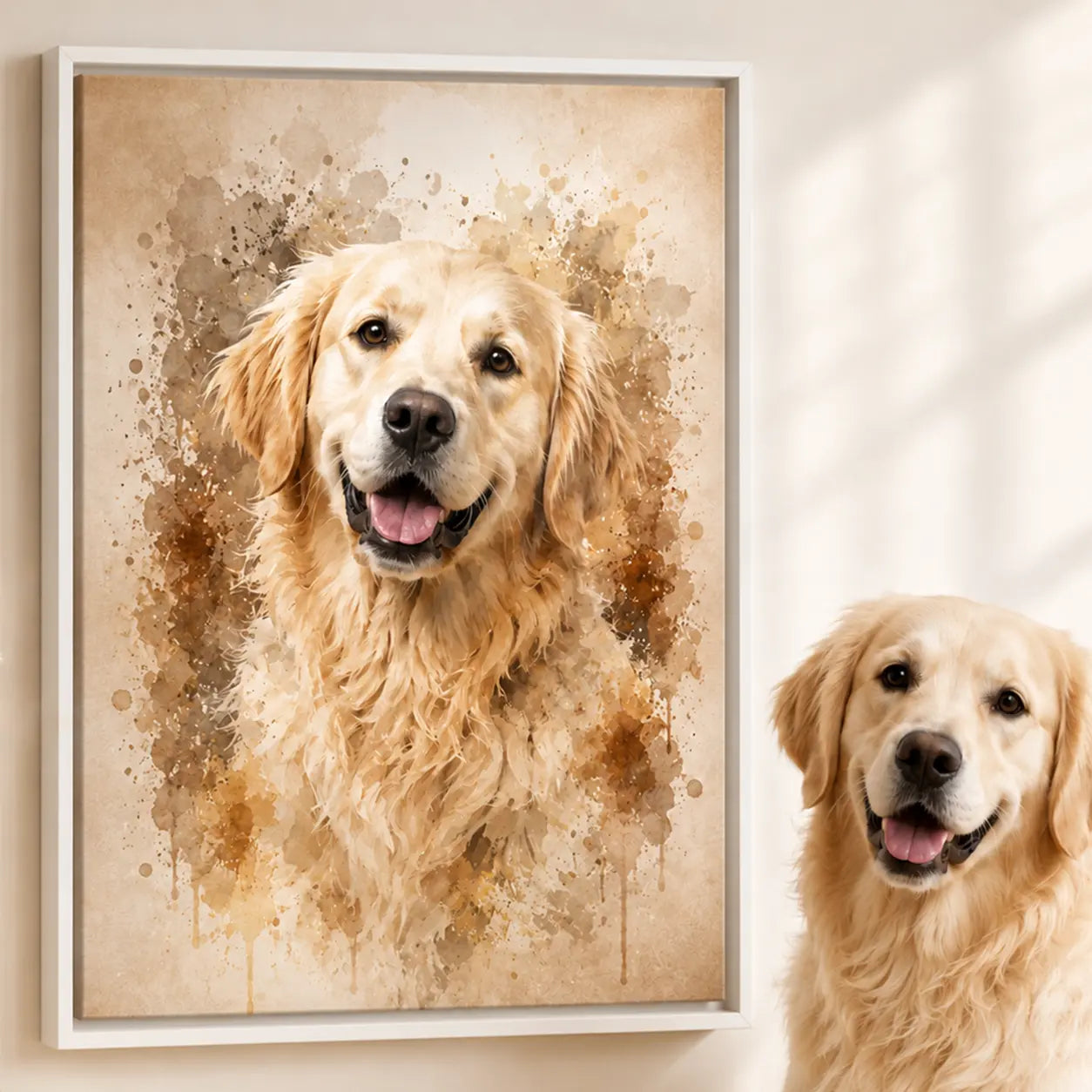 Leinwand Hunde-Portrait „Pfote als Aquarell“