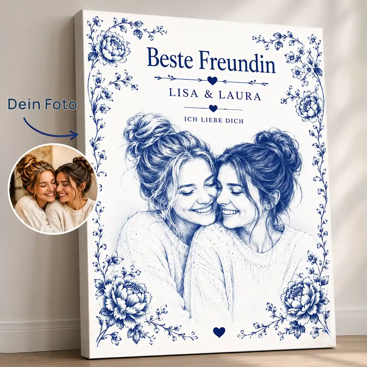 Leinwand Foto Keramik Blau-Weiß Zwiebelmuster