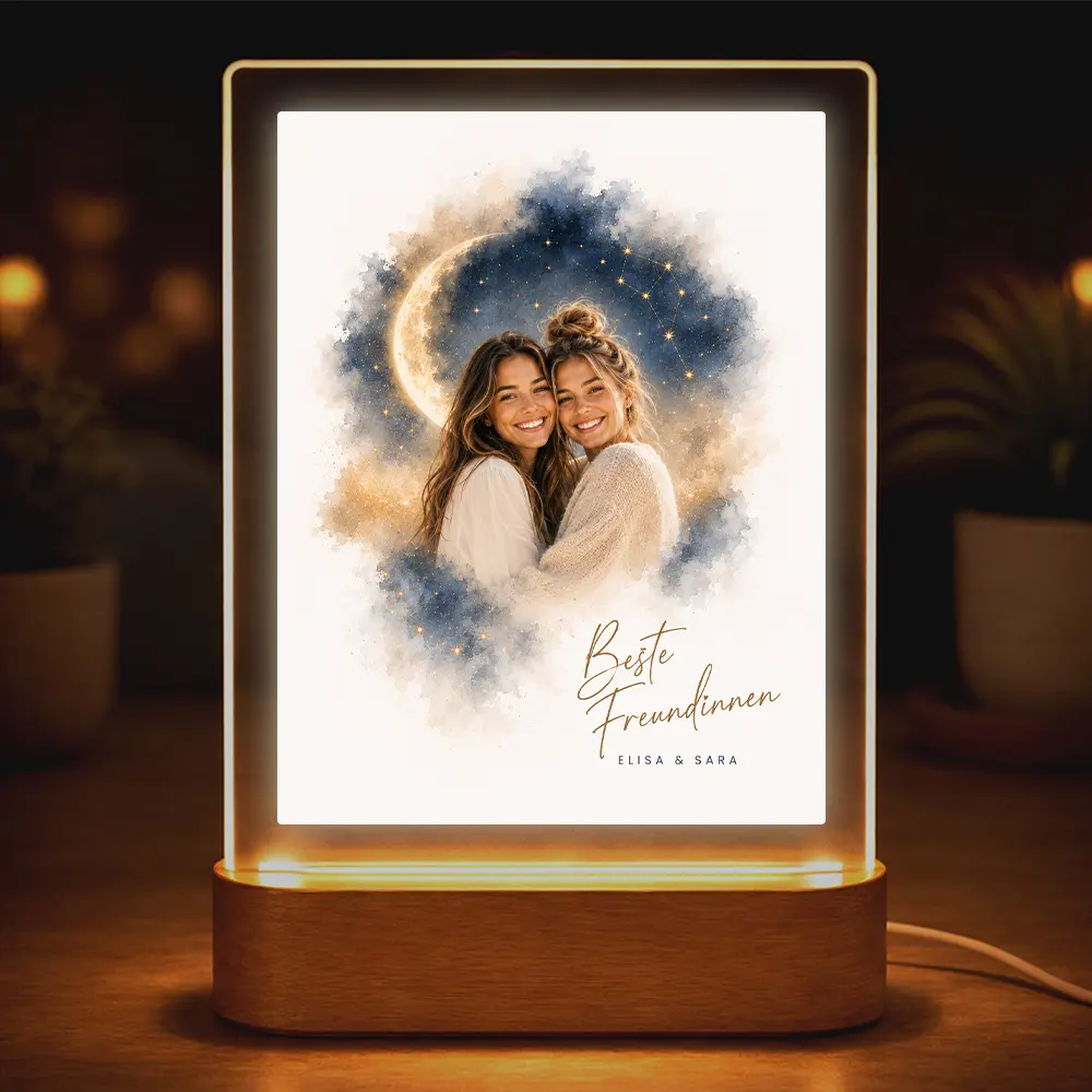 Acrylglas-Lampe Familien-Portrait "Bis zum Mond"