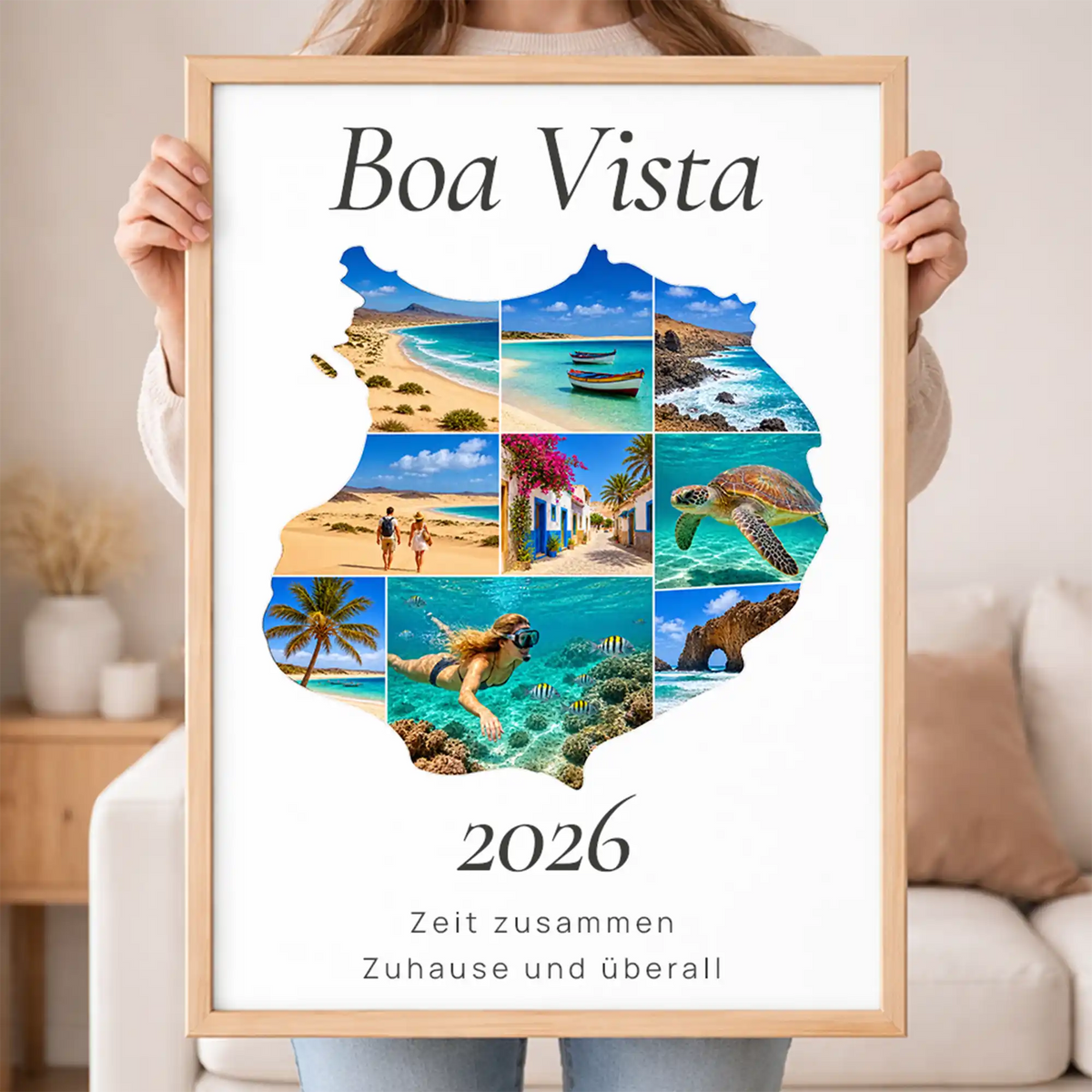 Personalisiertes Boa Vista  Wandbild "Reisemomente" | Insel-Edition Erinnerung Urlaub Fotogeschenk Fotos Reise | Poster groß DIN A2
