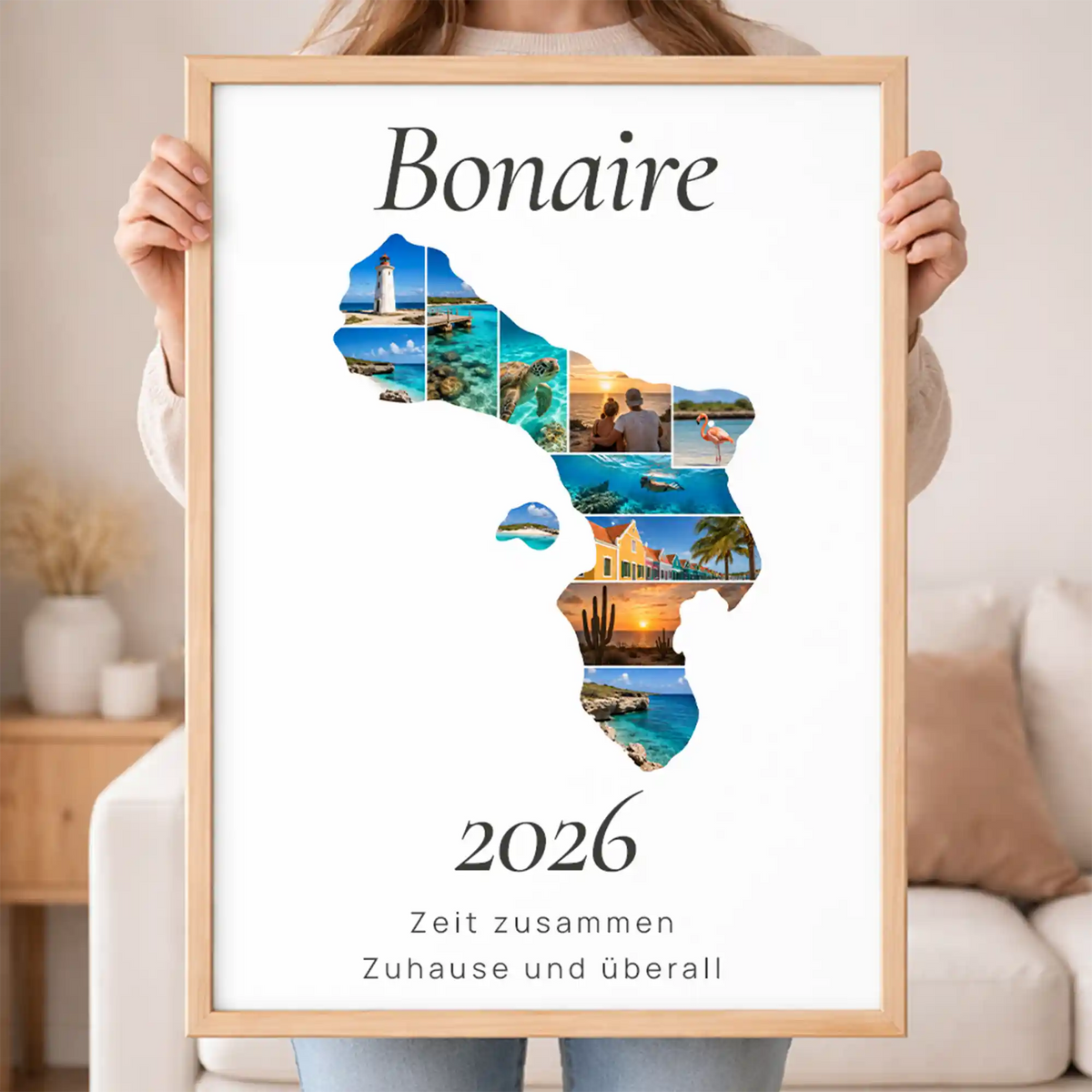 Personalisiertes Bonaire  Wandbild "Reisemomente" | Insel-Edition Erinnerung Urlaub Fotogeschenk Fotos Reise | Poster groß DIN A2