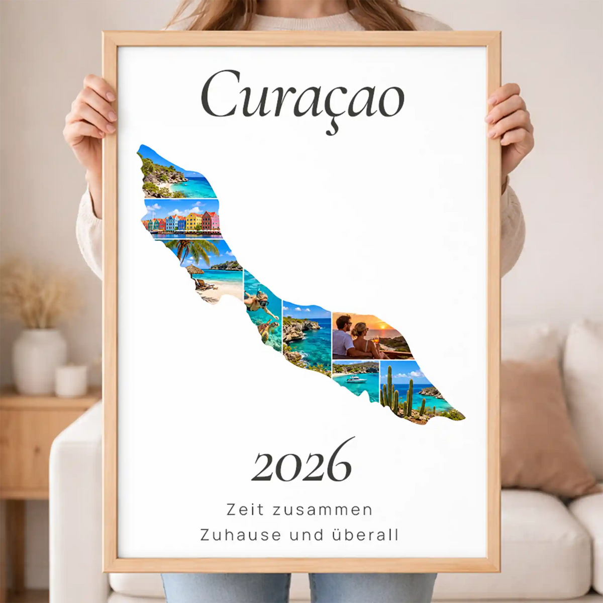 Personalisiertes Curacao  Wandbild "Reisemomente" | Insel-Edition Erinnerung Urlaub Fotogeschenk Fotos Reise | Poster groß DIN A2