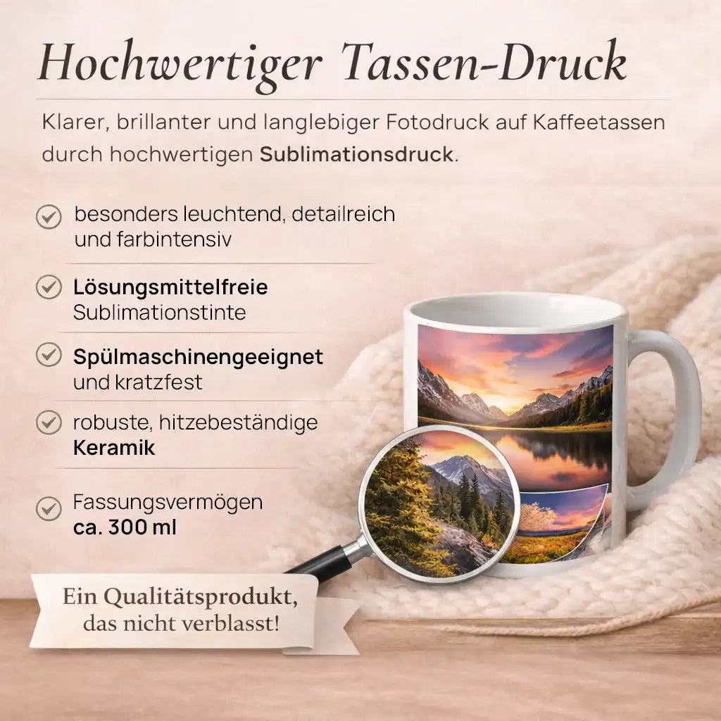 Tasse "Zeitreise" | Dein Urlaubsfoto im Retro Stil