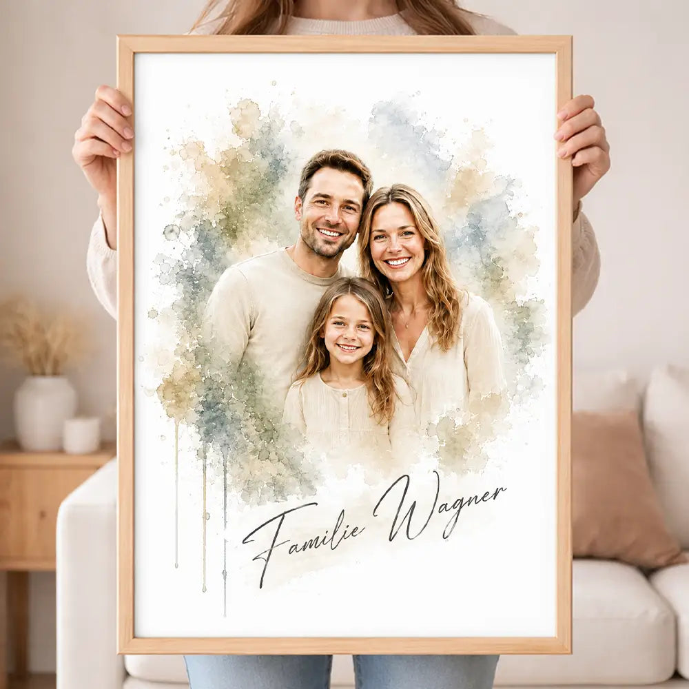 Wandbild Familien-Portrait "Aquarell"