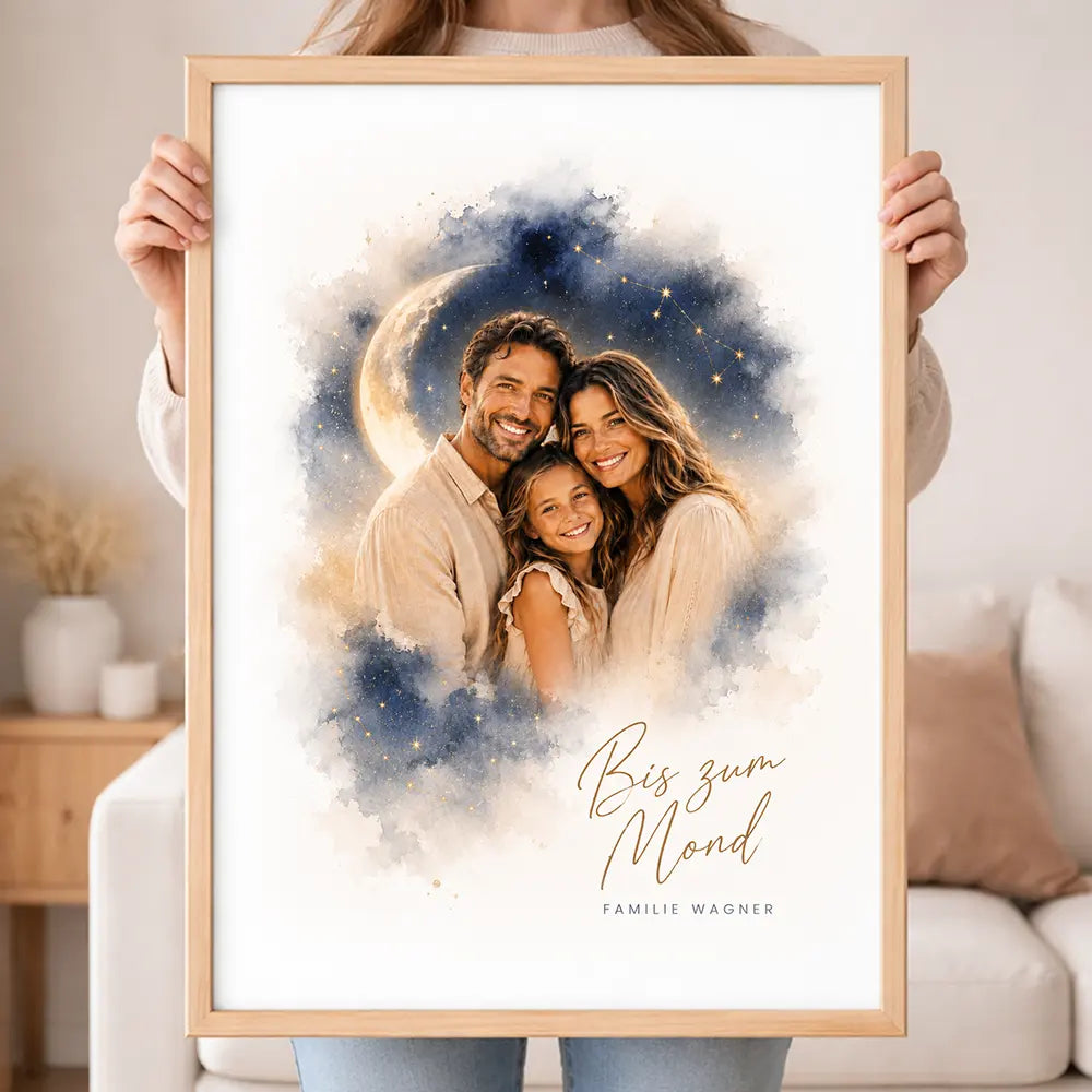Wandbild Familien-Portrait "Bis zum Mond"