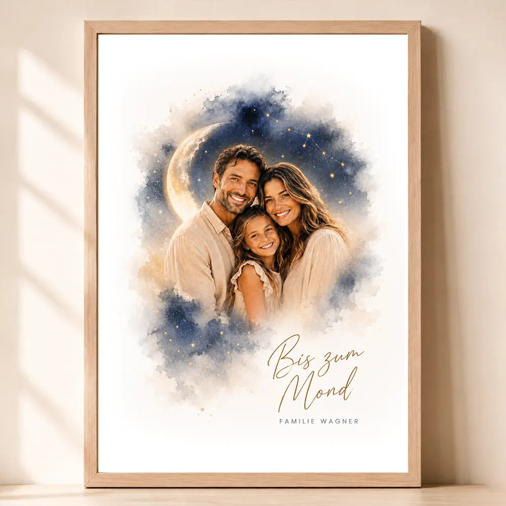 Poster Familien-Portrait "Bis zum Mond"