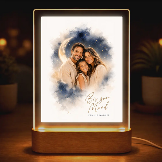 Acrylglas-Lampe Familien-Portrait "Bis zum Mond"