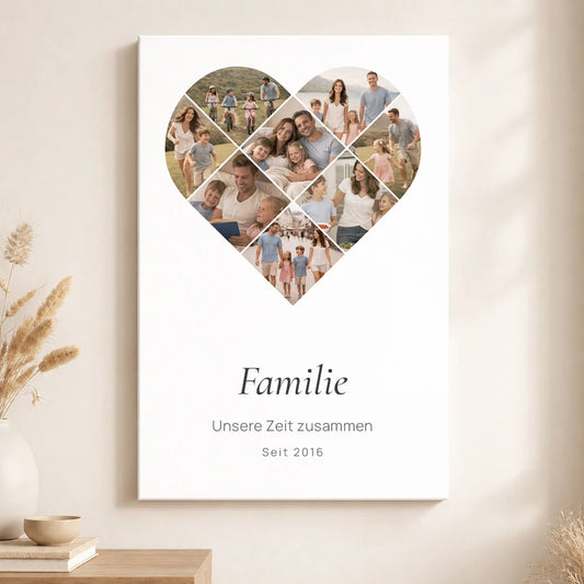 Leinwand Fotocollage "Zeit im Herzen - Familie"