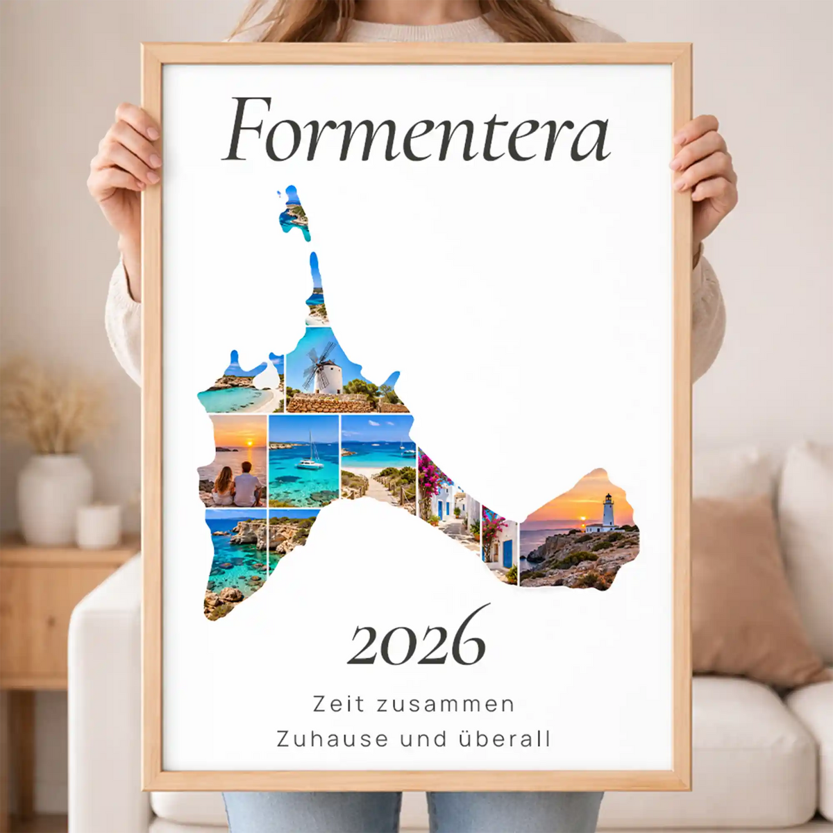 Personalisiertes Formentera  Wandbild "Reisemomente" | Insel-Edition Erinnerung Urlaub Fotogeschenk Fotos Reise | Poster groß DIN A2