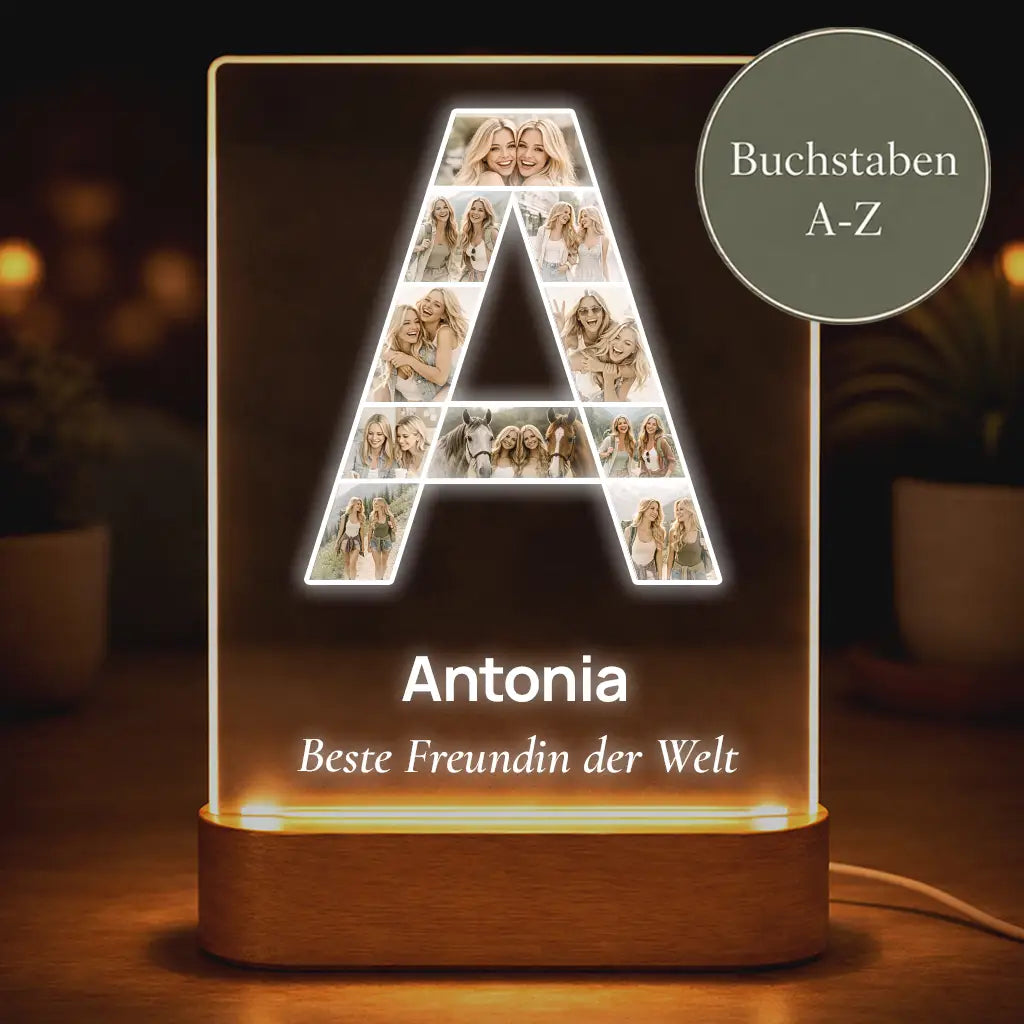 Acrylglas-Lampe Fotocollage "Buchstabe"