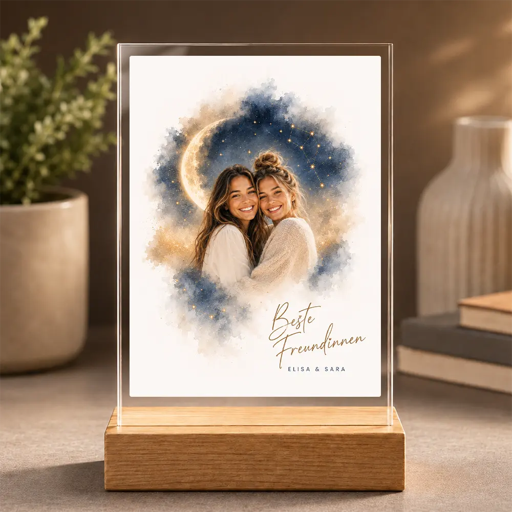 Bild auf Acrylglas Familien-Portrait "Bis zum Mond"