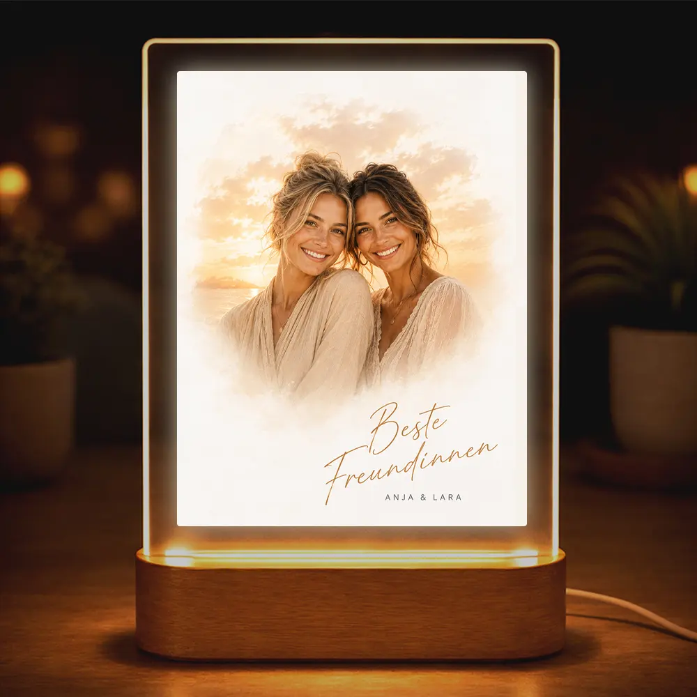 Acrylglas-Lampe Familien-Portrait "Sonnenuntergang"