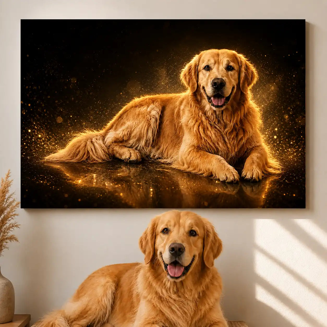 Leinwand Hunde-Portrait „Goldpfote" - Querformat