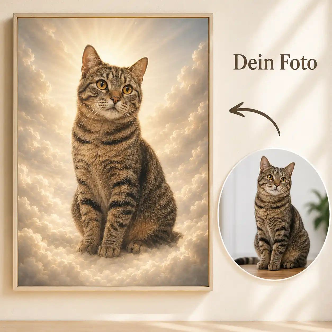 Wandbild Katzen-Portrait „Pfote im Himmel“