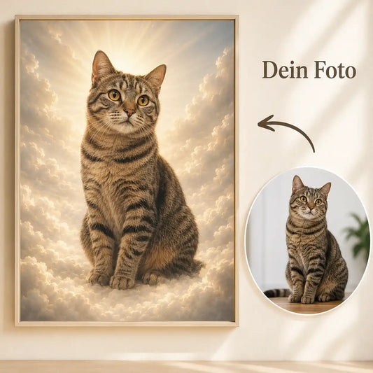 Wandbild Katzen-Portrait „Pfote im Himmel“
