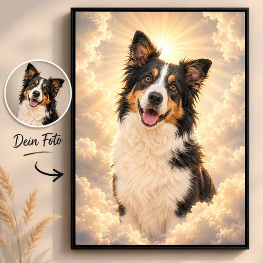 Wandbild Hunde-Portrait „Pfote im Himmel“