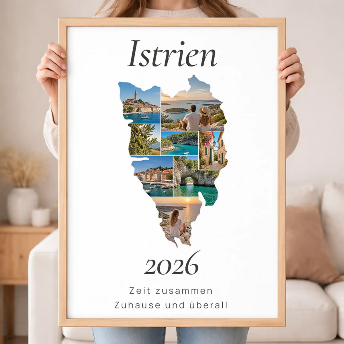 Personalisiertes Istrien  Wandbild "Reisemomente" | Insel-Edition Erinnerung Urlaub Fotogeschenk Fotos Reise | Poster groß DIN A2
