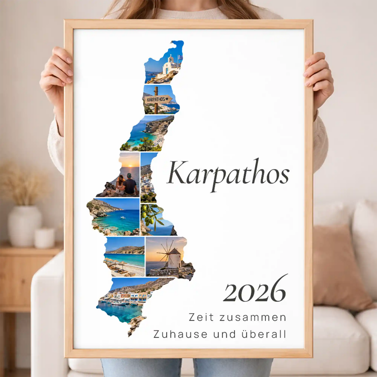 Personalisiertes Karpathos  Wandbild "Reisemomente" | Insel-Edition Erinnerung Urlaub Fotogeschenk Fotos Reise | Poster groß DIN A2