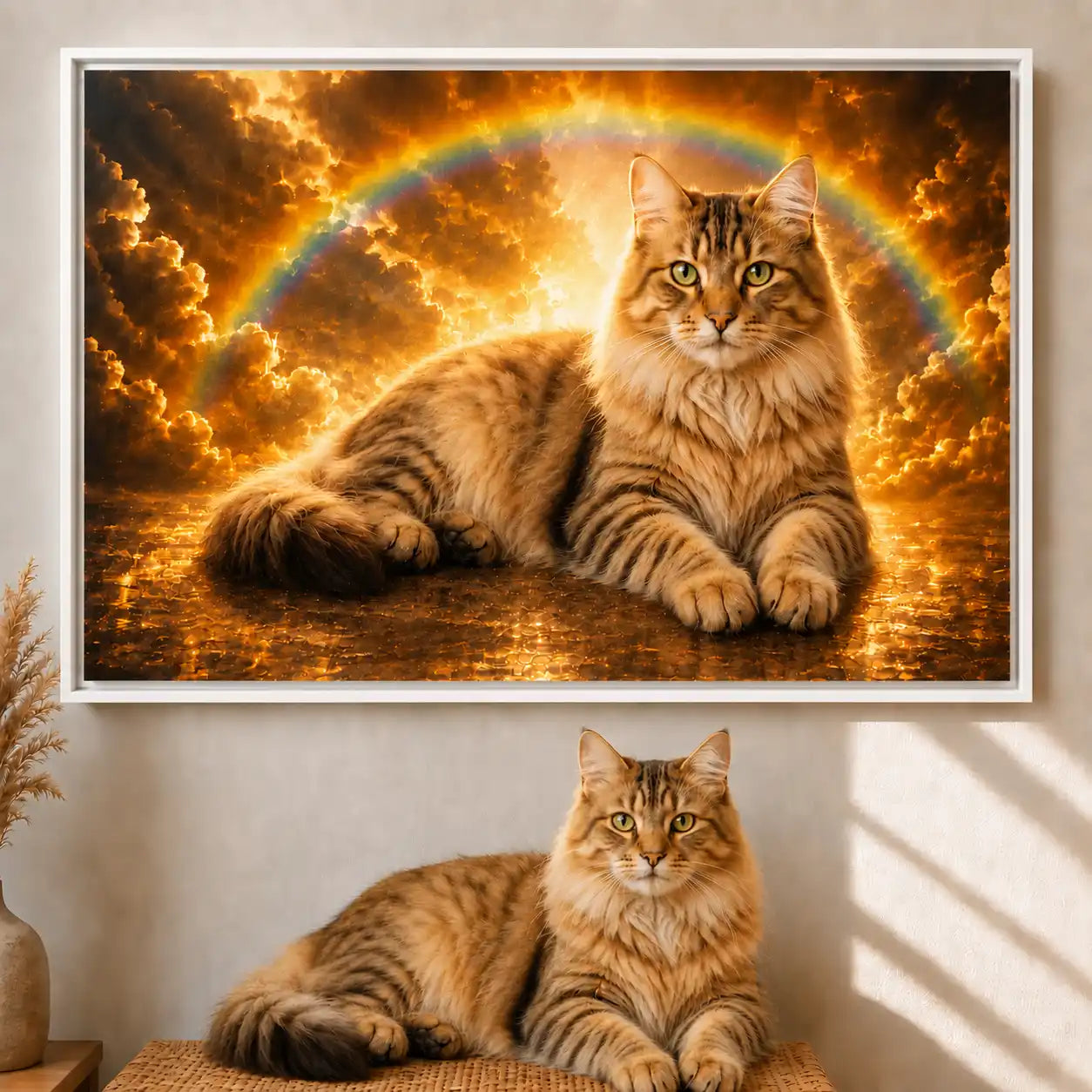Leinwand Katzen-Portrait „Regenbogenpfote" - Querformat