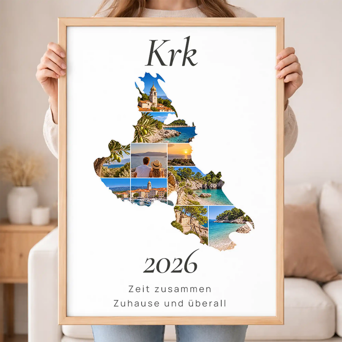 Personalisiertes Krk  Wandbild "Reisemomente" | Insel-Edition Erinnerung Urlaub Fotogeschenk Fotos Reise | Poster groß DIN A2