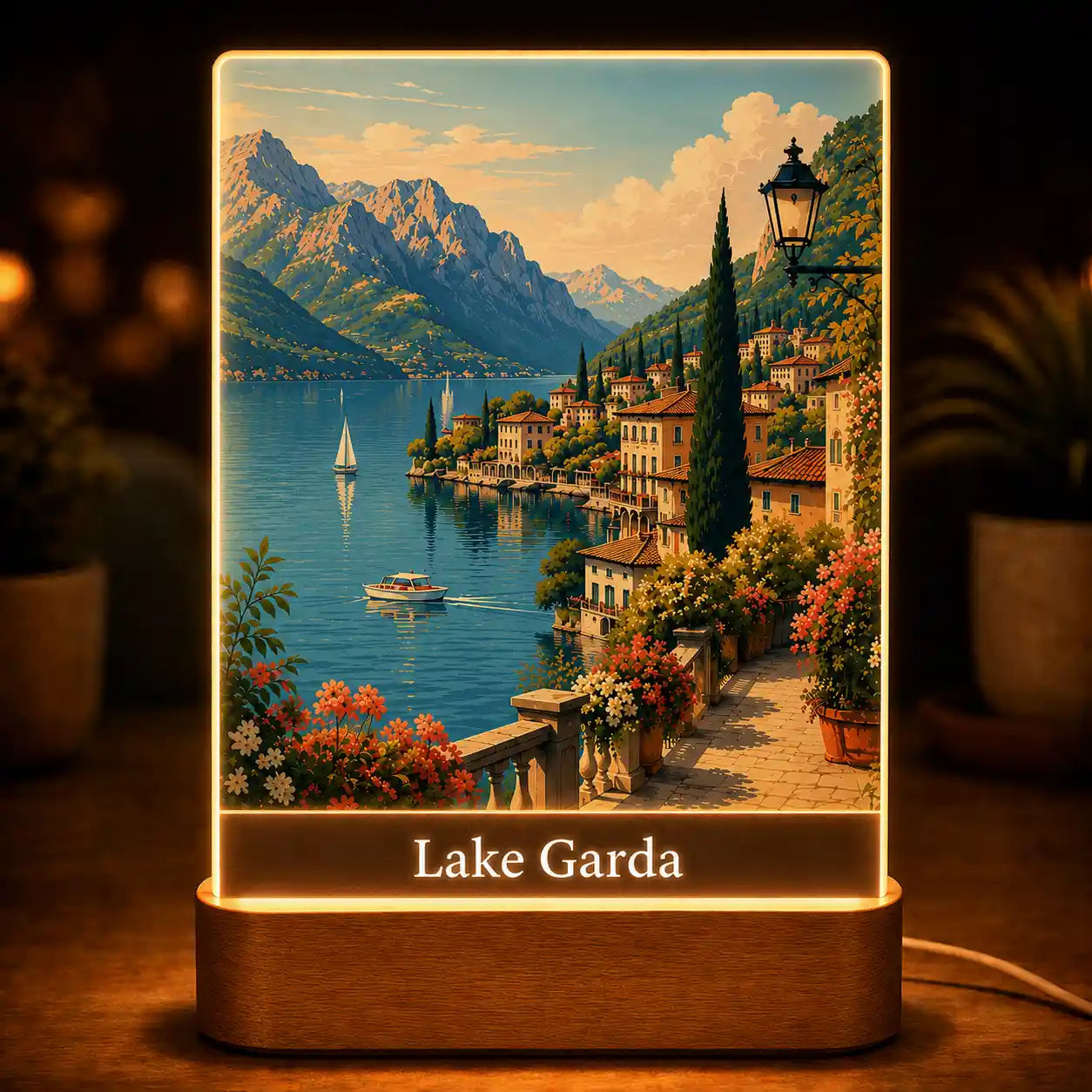 Acrylglas-Lampe "Zeitreise" | Dein Urlaubsfoto im Retro Stil