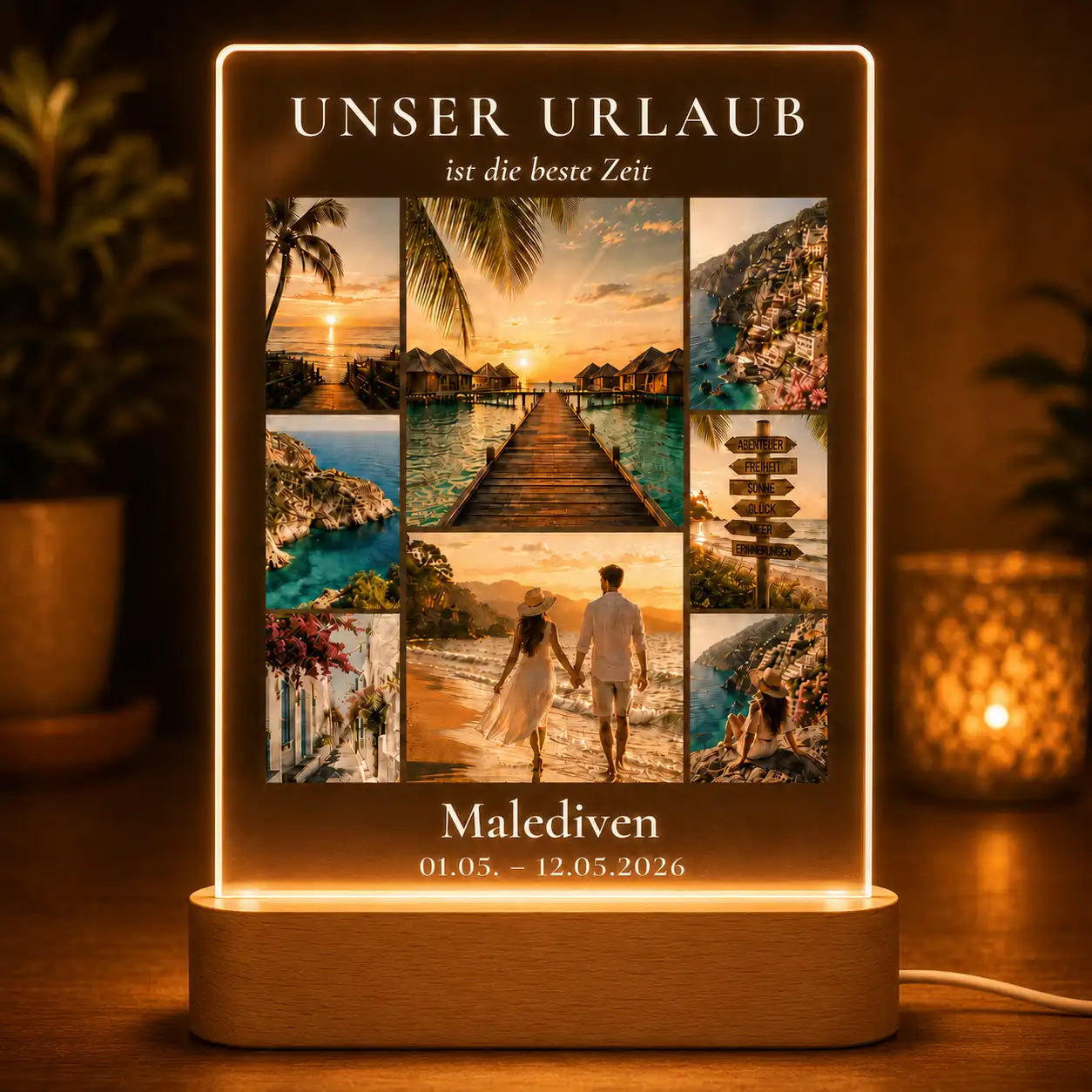 Acrylglas-Lampe "Urlaubserinnerungen"