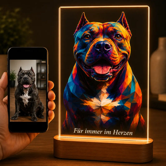 Acrylglas-Lampe Hunde-Portrait „Polygon"