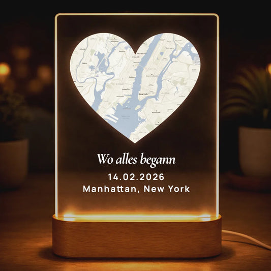 Acrylglas-Lampe "Wo alles begann" | Herzensort-Edition