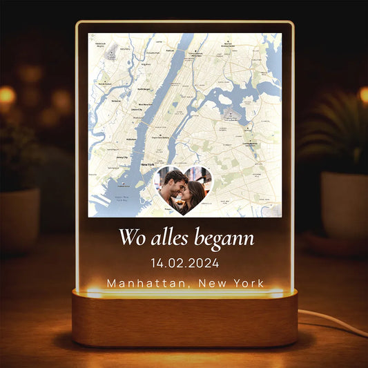 Acrylglas-Lampe "Wo alles begann" | Herz-Edition