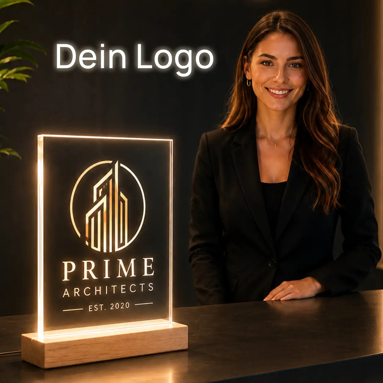 Acrylglas-Lampe "Dein Logo" #3 - Hochformat