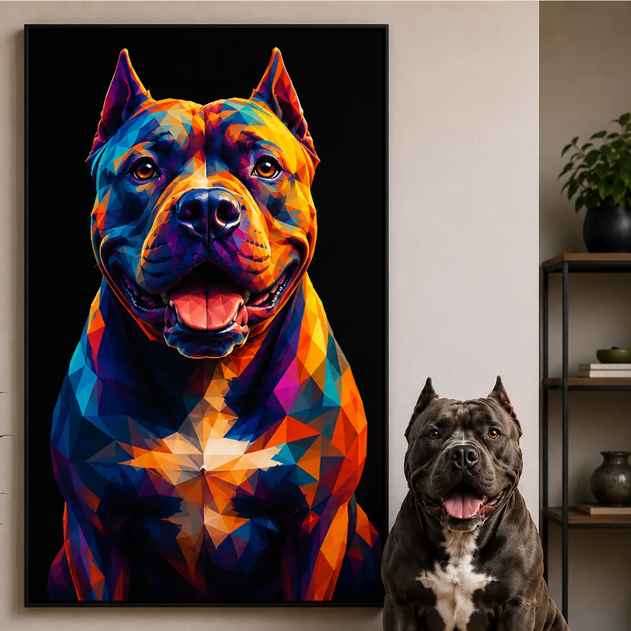 Leinwand Hunde-Portrait „Polygon"