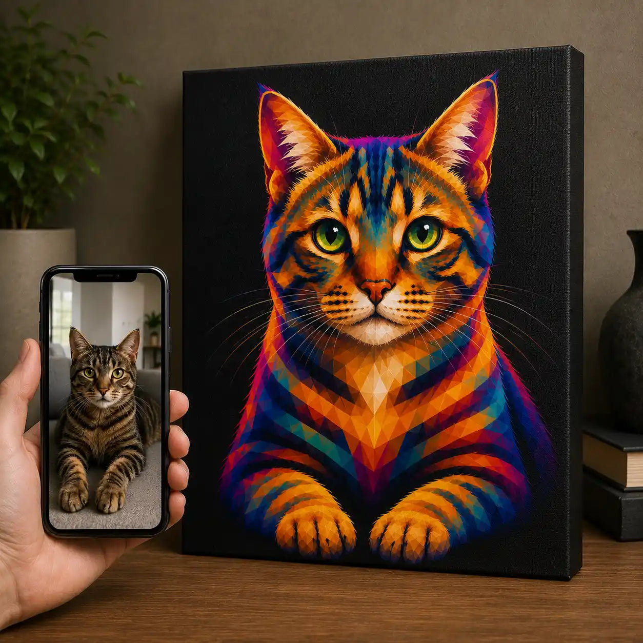 Leinwand Katzen-Portrait „Polygon"