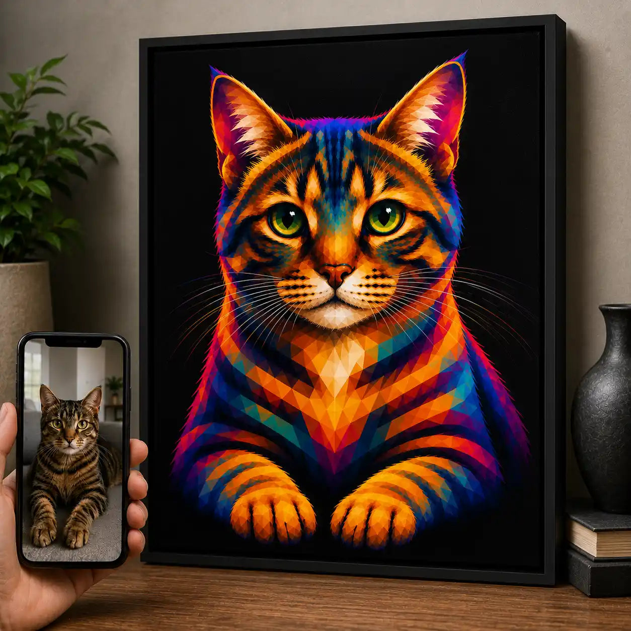 Leinwand Katzen-Portrait „Polygon"