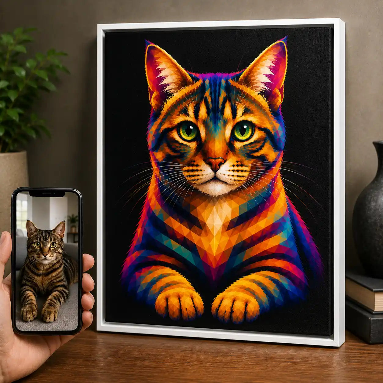 Leinwand Katzen-Portrait „Polygon"
