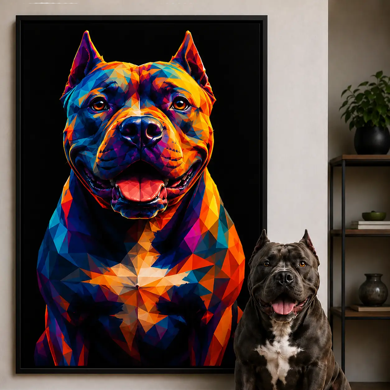 Leinwand Hunde-Portrait „Polygon"