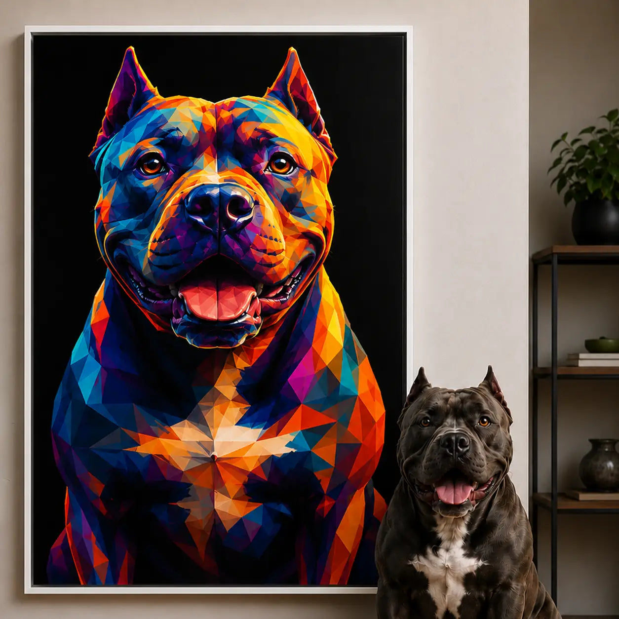 Leinwand Hunde-Portrait „Polygon"