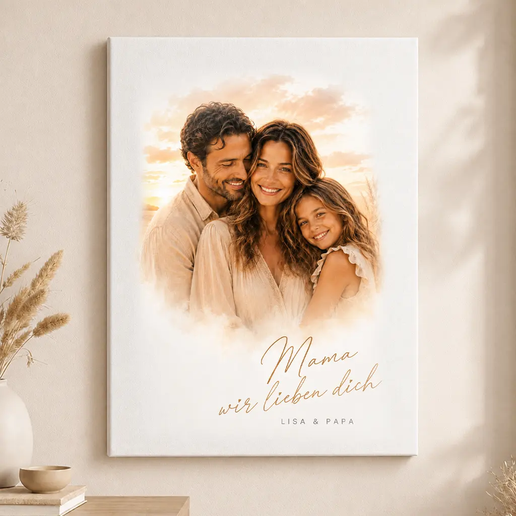 Leinwand Familien-Portrait "Sonnenuntergang"