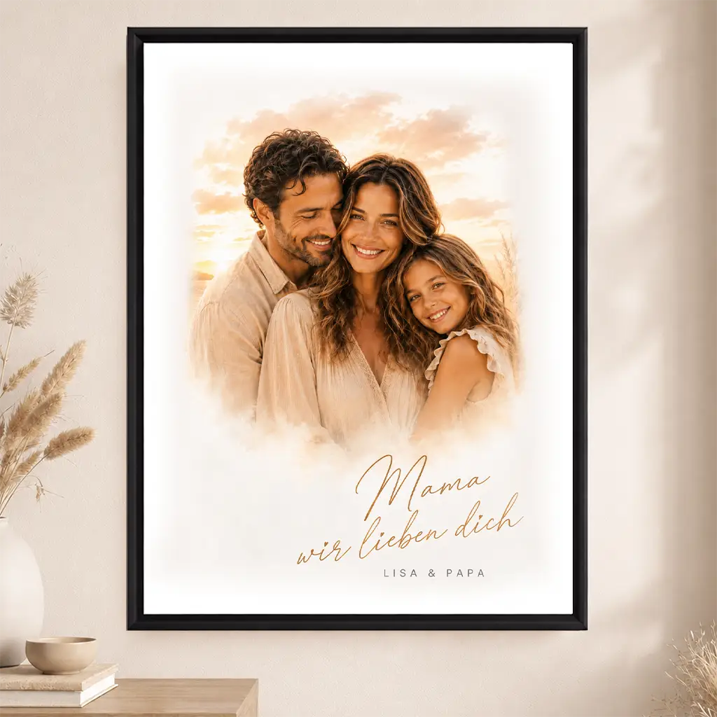 Leinwand Familien-Portrait "Sonnenuntergang"