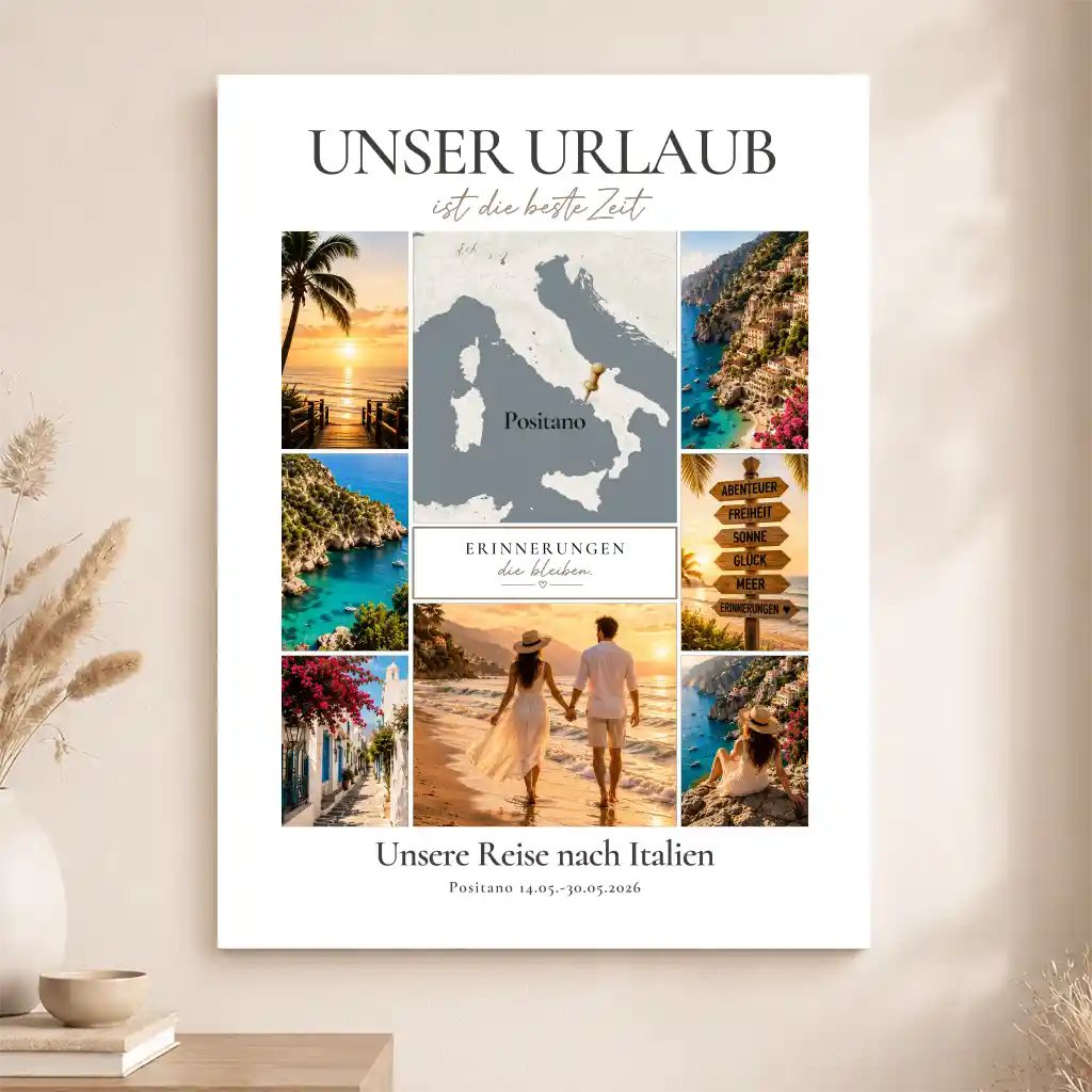 Leinwand "Urlaubserinnerungen mit personalisierter Karte"