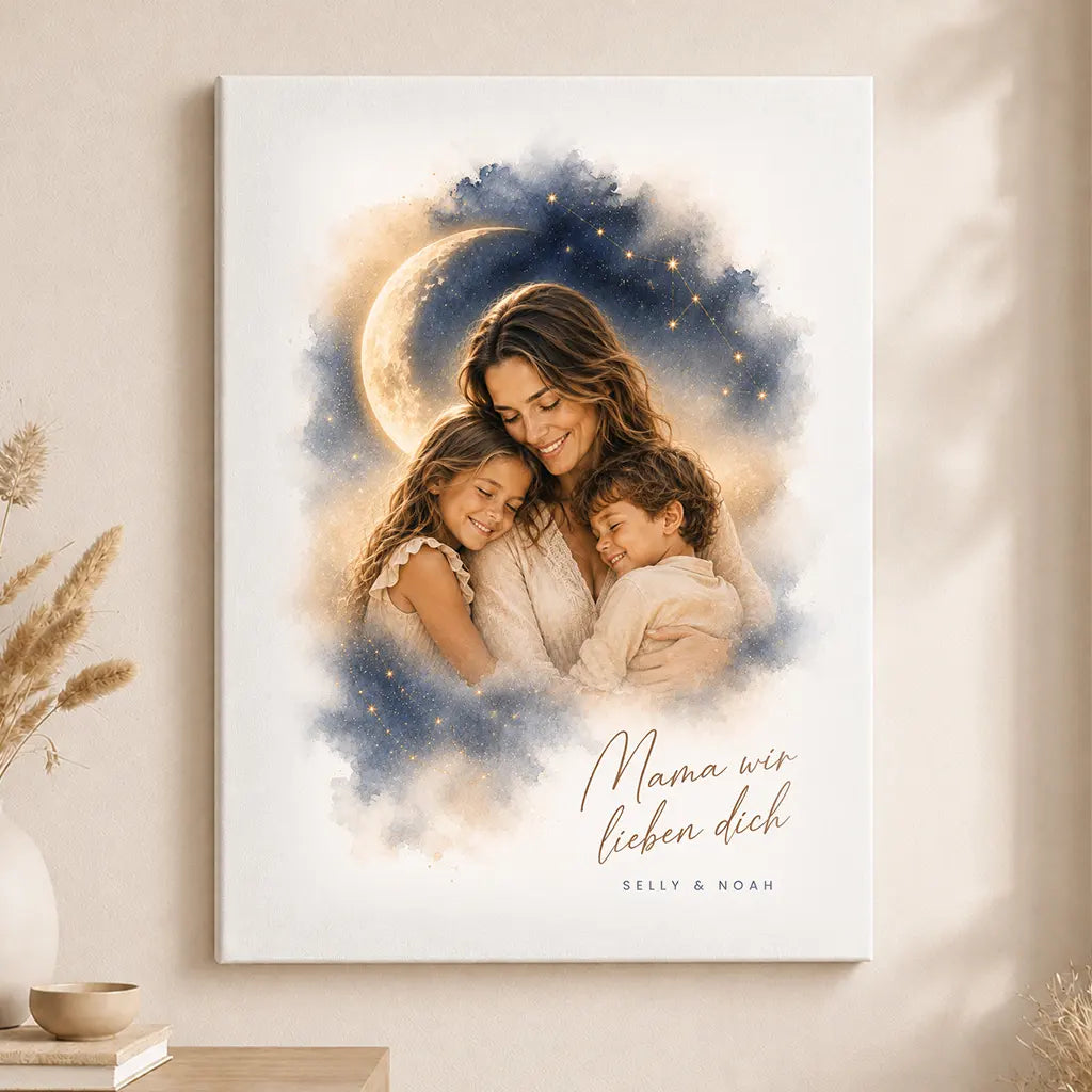Leinwand Familien-Portrait "Bis zum Mond"